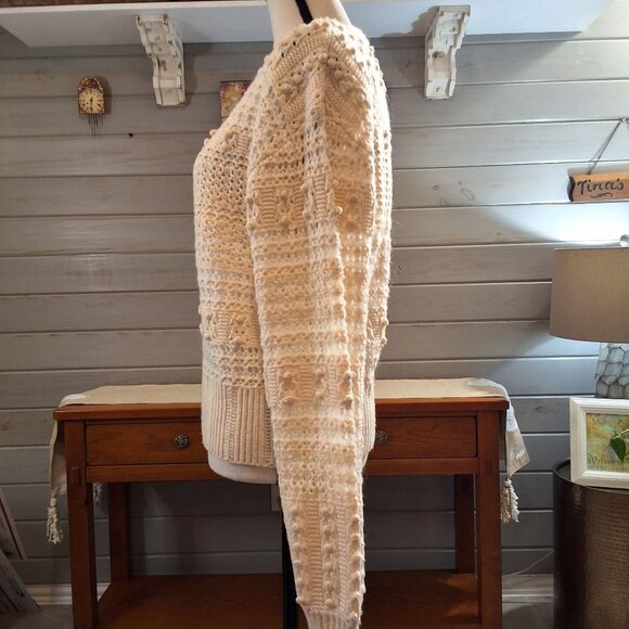 Rag & Bone Womens Lo Pointelle-Knit Wool Blend Sweater Sz L  Natural Minimalist - Picture 5 of 8